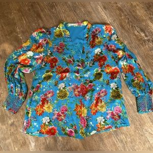 Alice & Olivia Blue Floral Blouse